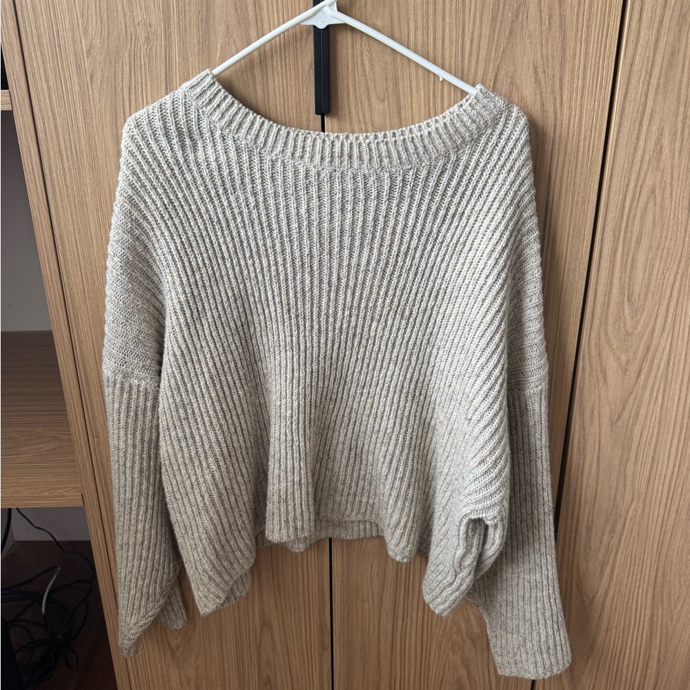 Cozy Oversized Rib Knit Sweater - Cream